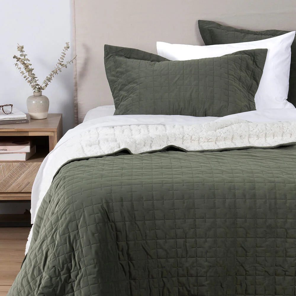 Quilt Velvet Sherpa Cube - Verde