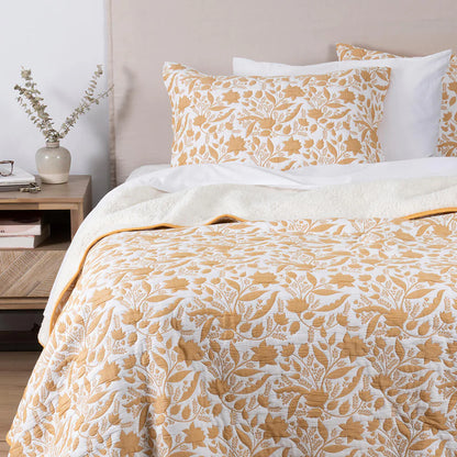 Cubrecama Jacquard Sherpa Delhi 2 Plazas - Ocre