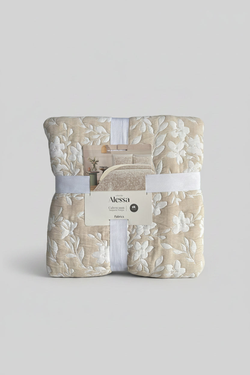 Cubrecama Jacquard Sherpa Gardenia Super King - Beige