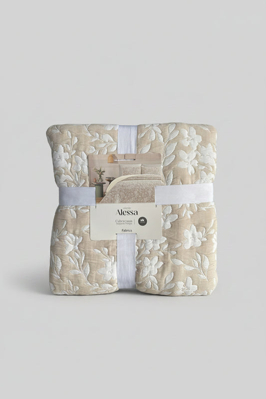 Cubrecama Jacquard Sherpa Gardenia Super King - Beige