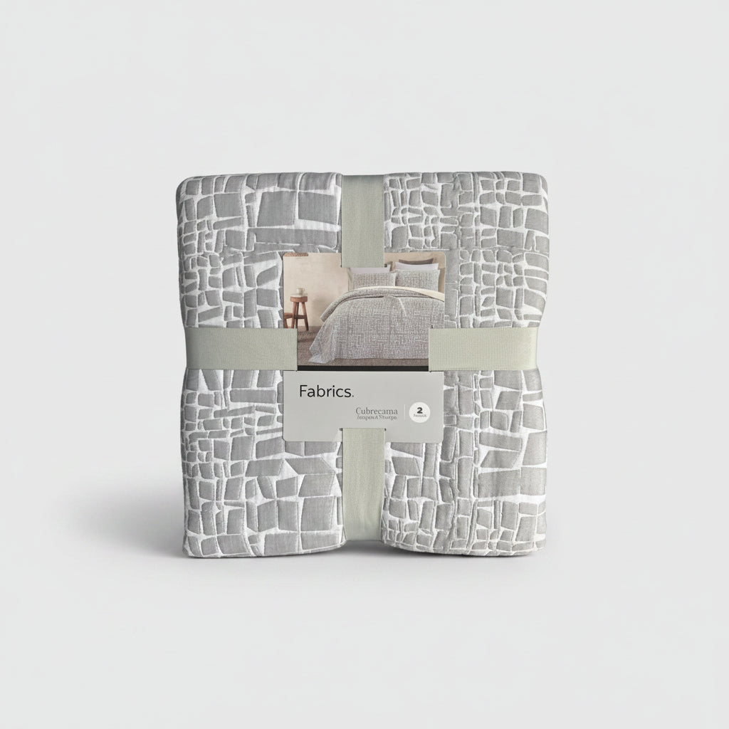 Cubrecama Jacquard Sherpa Nantes 2 Plazas - Gris