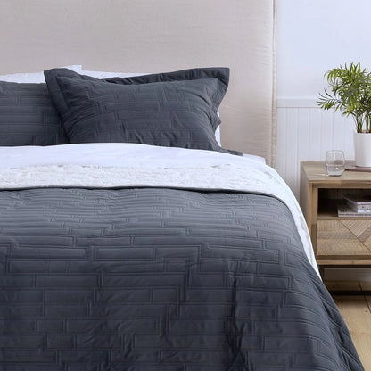 Quilt Velvet Sherpa Bricks - Marengo