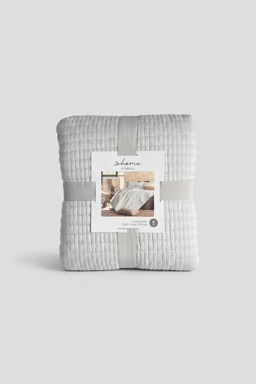Quilt Lineal Sherpa King - Perla