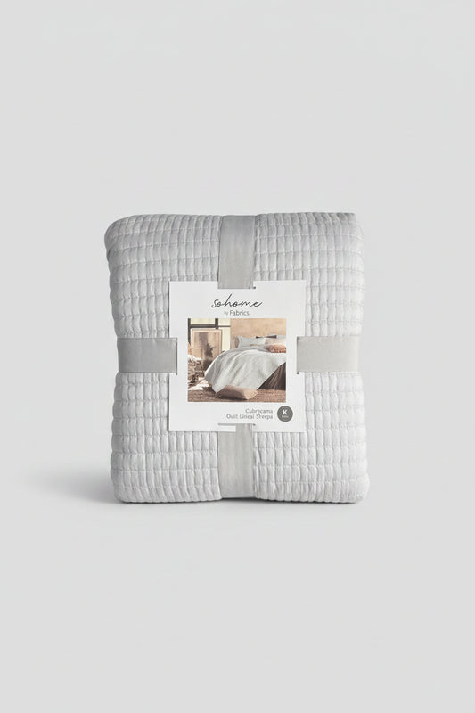 Quilt Lineal Sherpa King - Perla
