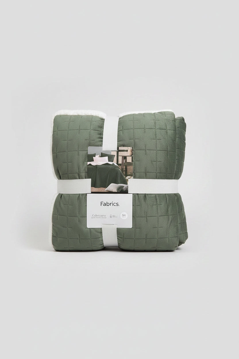 Quilt Velvet Sherpa Cube - Verde