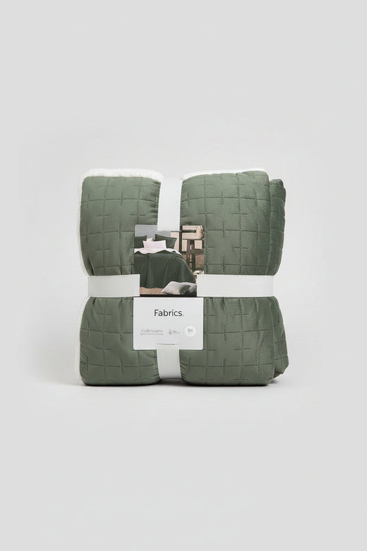 Quilt Velvet Sherpa Cube - Verde
